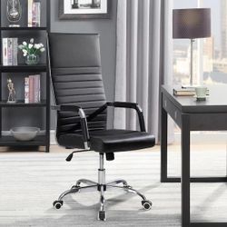 New Ribbed Office Chair Mid Back PU Leather Executive Conference Chair Adjustable Swivel Chair Computer Chair Ergonomic Chair  New in box T-oc79p0 or 