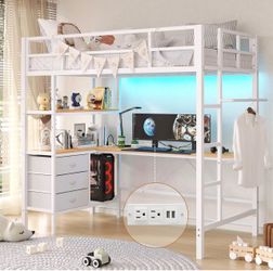 White Twin Loft Bed – $160 OBO