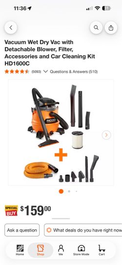 RIDGID HD1600C Wet Dry Vac with Accessories