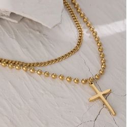 Layered Jesus Cross Pendant Necklace