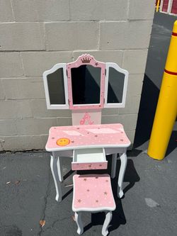 Kids Vanity Set with Mirror and Stool