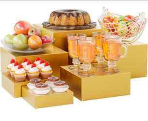 Metal buffet risers 6ct GOLD