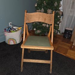 Antique Oak Folding Chair 