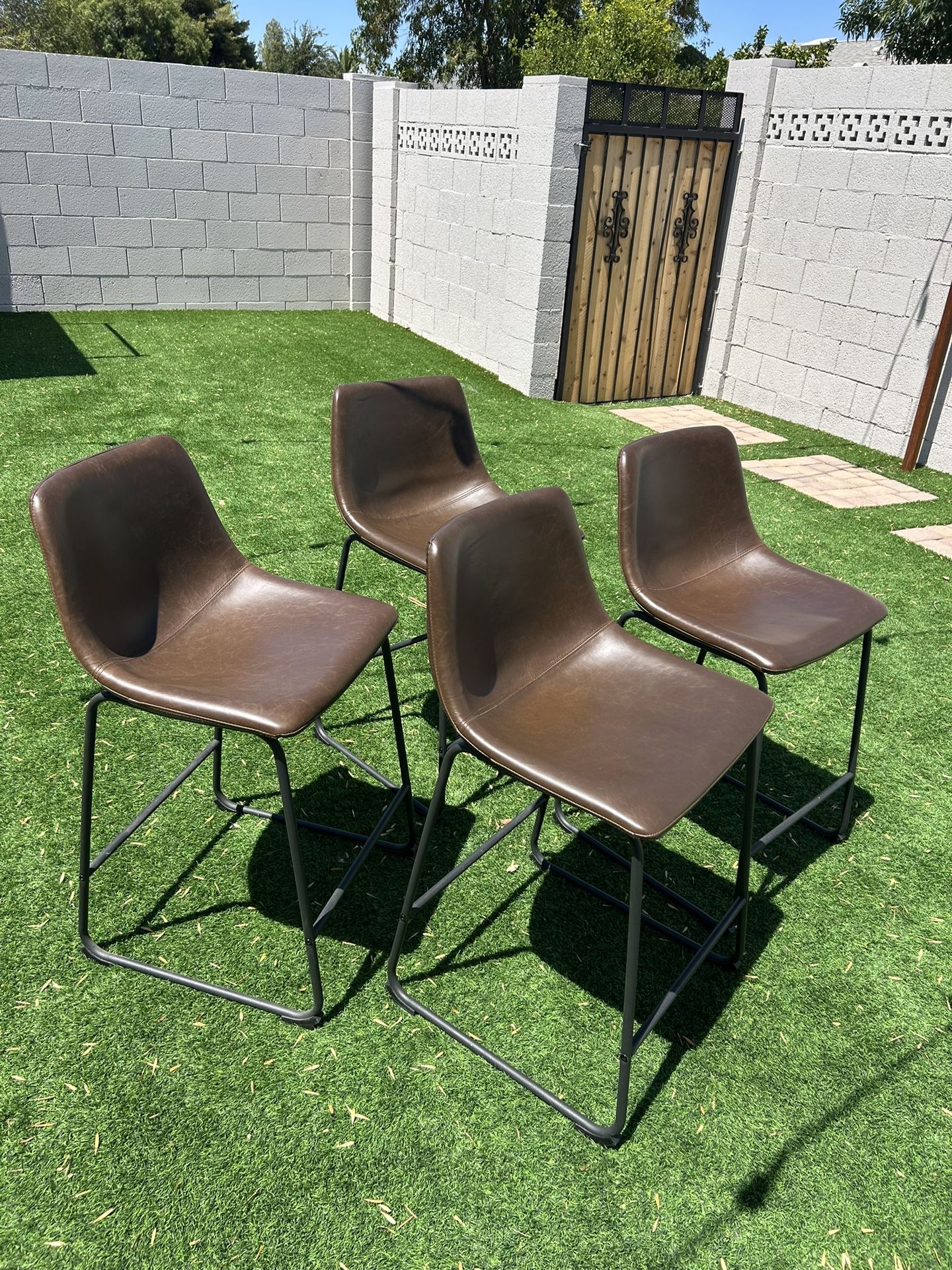 Brown Leather Bar Stools
