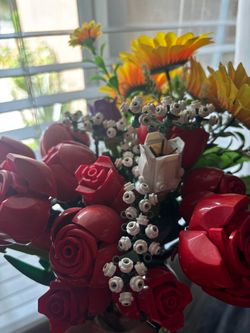 Lego rose flowers and tulips