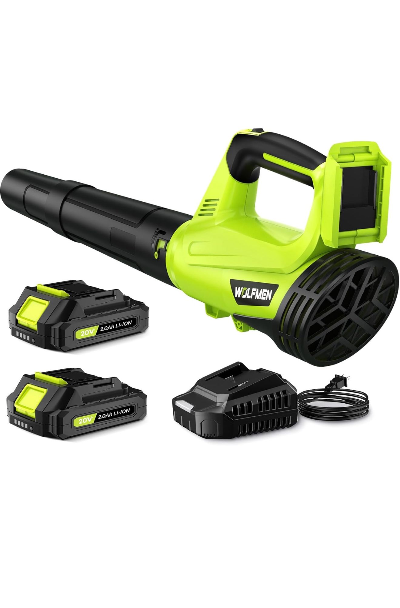 Cordless Leaf Blower with 2 Batteries and Charger, 2 Speed Mode, Lightweight Leaf Blowers
