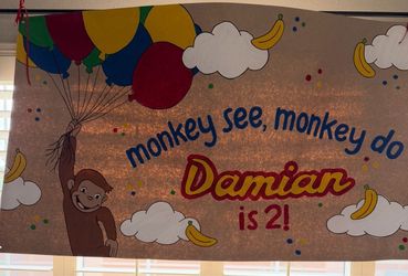 Damian’s turning 2 curious George banner