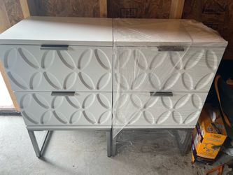 Two white night stands/ end tables