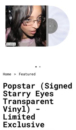 Tinashe Popstar SIGNED Starry Eyes Transparent Vinyl Autographed