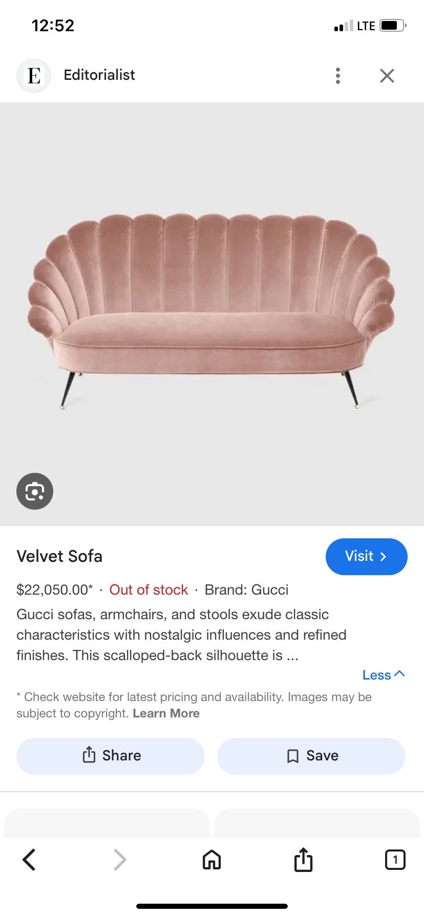 Pink Gucci Velvet Sofa 