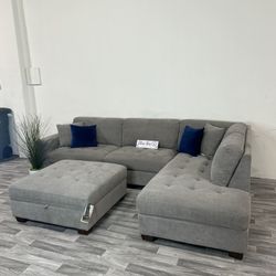 Gray Thomasville Miles Sectional Couch With Ottoman (FREE DELIVERY 🚚)