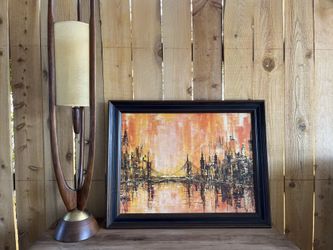 Mid Century Framed Cityscape Bridge Print by Danny Garcia