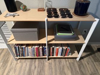 Natural wood bookshelf