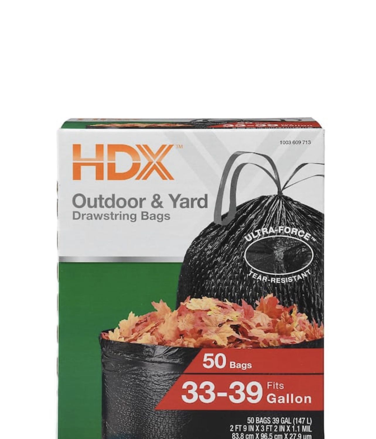 HDX FlexPro 33 Gal. to 39 Gal. Black Drawstring Outdoor and Yard