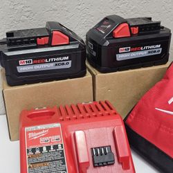 Milwaukee M18 18-Volt Lithium-Ion High Output Starter Kit with Two 8.0 Ah Battery and Charger Bag Brand New 