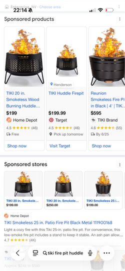 TIKI 20 in. Smokeless Wood Burning Huddle Fire Pit with Stand, Removable Ash Pan Weather Resistant
