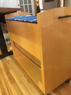 Wood mobile storage/filing Unit For under desk In honey maple Finish.