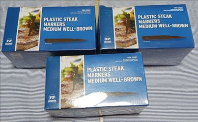 NEW ROYAL BROWN PLASTIC STEAK MARKERS QTY 1,000 RETAIL $11 SELL SEPARATELY OR TOGETHER