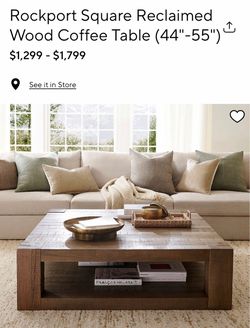 Pottery Barn Rockport Square Wood Coffee Table