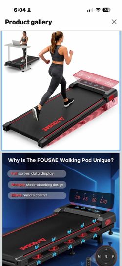 Walking Pad with Incline, FOUSAE 6.2MPH Walking Pad Under Desk Treadmill with 10% Incline, Full Screen LED Display, 2.75HP Brushless Drive, 12 HIIT Pr