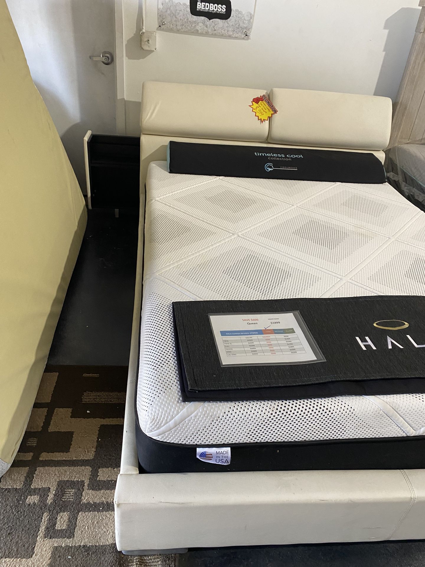 King Size Platform Bed Frame W/2 Hidden Nightstands