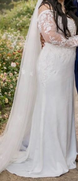 Size 10-16 ivory wedding dress &veil