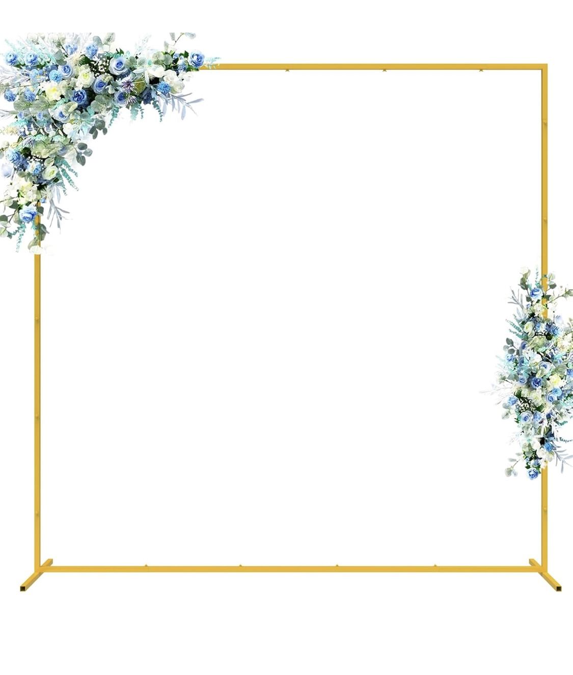 Wokceer Wedding Arch Backdrop Stand Square 6.6FTx6.6FT Gold Metal Balloon Arch Stand Garden Arbor Backdrop Frame For Wedding Birthday Party Baby Showe