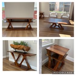 Set Of Solid Wood Tables And Consoles