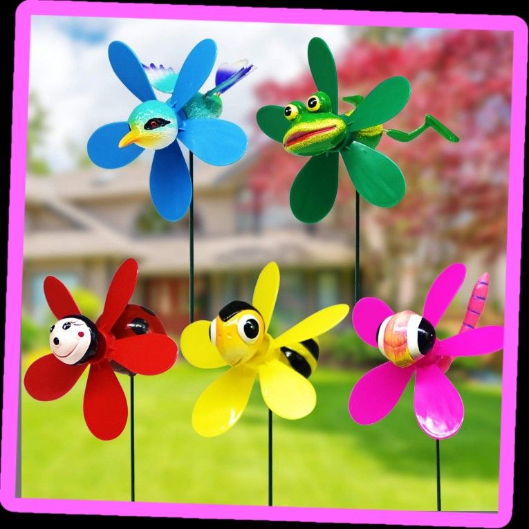 Garden Pinwheels Whirligigs Wind Spinner Windmill Yard Decor Lawn Decorations Hummingbird Decorative Garden Stakes Outdoor Whirlygig Windmills