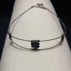  Vintage Choker Necklace Wire  w/ Black Beads 