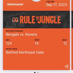 Bengals Vs Ravens Tickets 9/17/23! 
