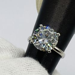 4.11 Carats Diamond Solitaire Ring , F-VS1, IGI, Set In 14K WG, Size 6.75, LGD