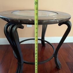 Side Tables Glass/Marble Top And Metal Legs (2)