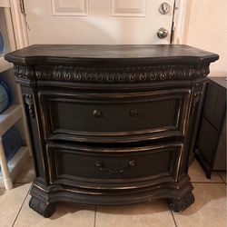 Large goth vintage antique style two drawer dresser, nightstand