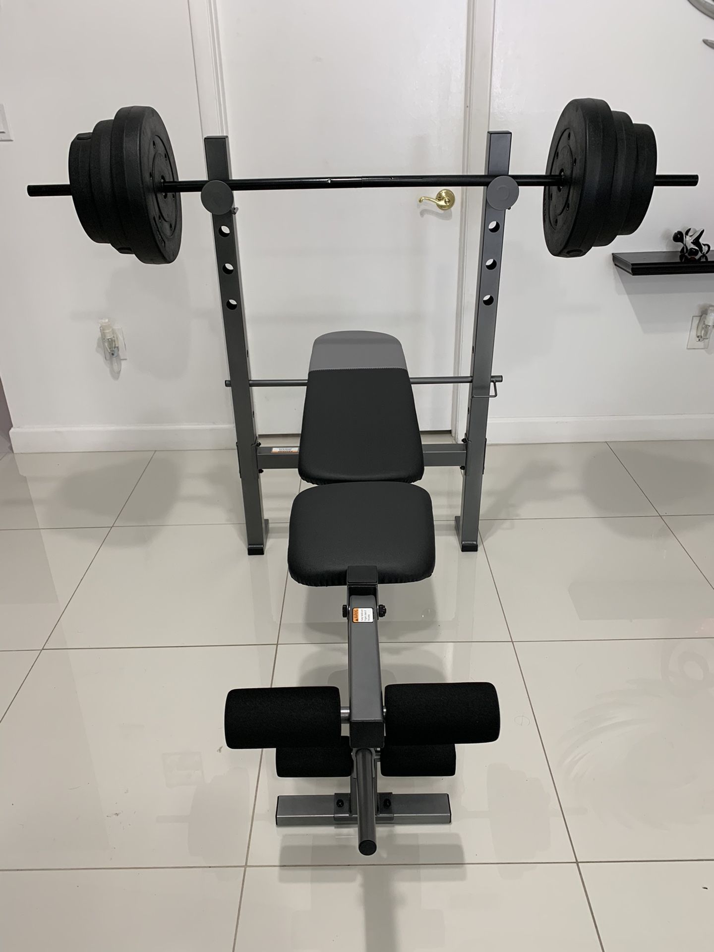 Bench and rack combo weights barbell 80 lb