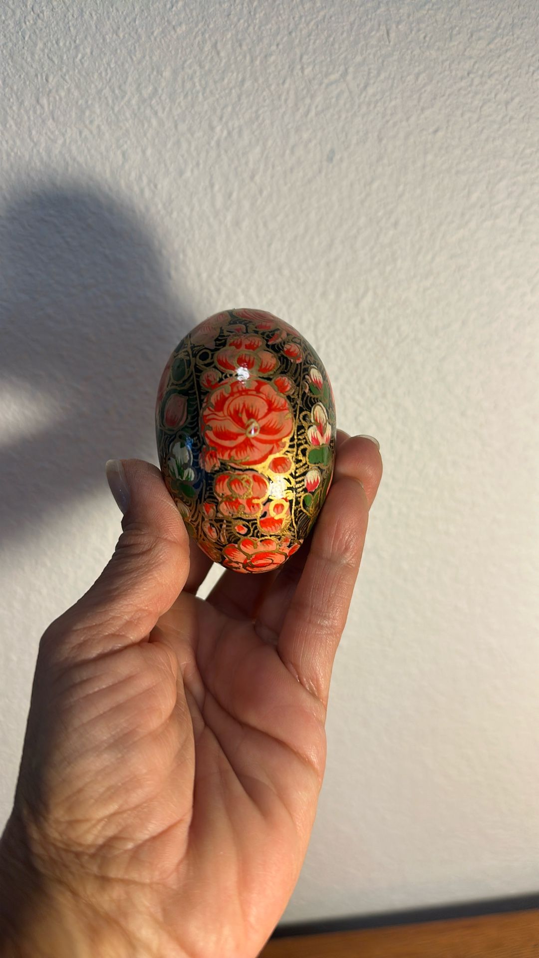 Hand Painted Kashmir Lacquer Wooden Egg