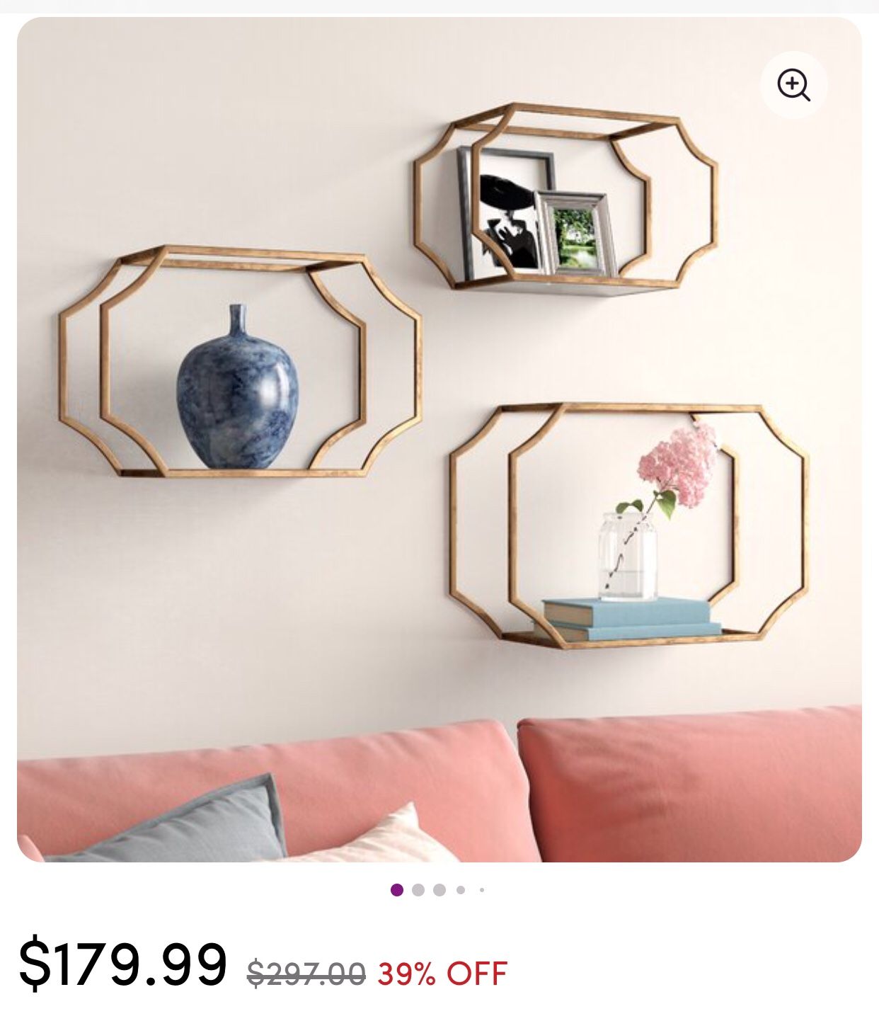 Gold wall shelves!