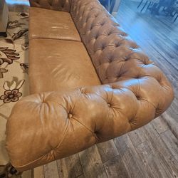Amazon Brand - Stone & Beam Bradbury Chesterfield Tufted Leather Sofa Couch, 93", Cognac