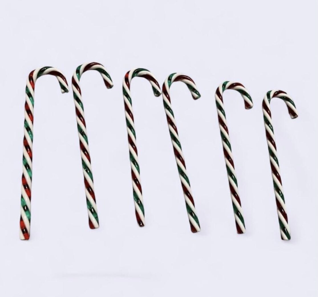 Candy Cane Christmas Embellishment Plastic Red White and Green Twisted Craft