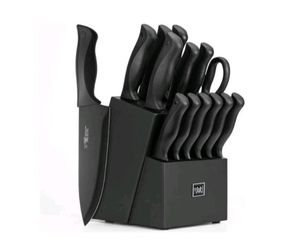 HUNTER.DUAL 15-Piece Kitchen Knife Set with Self-Sharpening Block