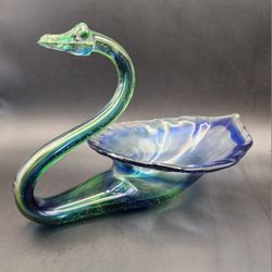 Vintage Hand Blown Sean Bowl Italian Decorative Art Glass