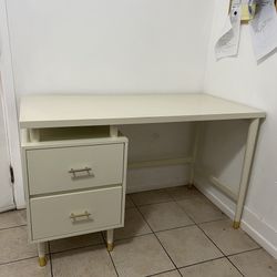 White And Gold Desk With Drawers
