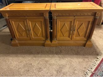 Pair of Vintage Stanley tables with pull out shelf Good Condition