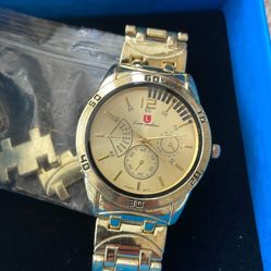 Luis Cardini Gold-Tone Quartz Watch