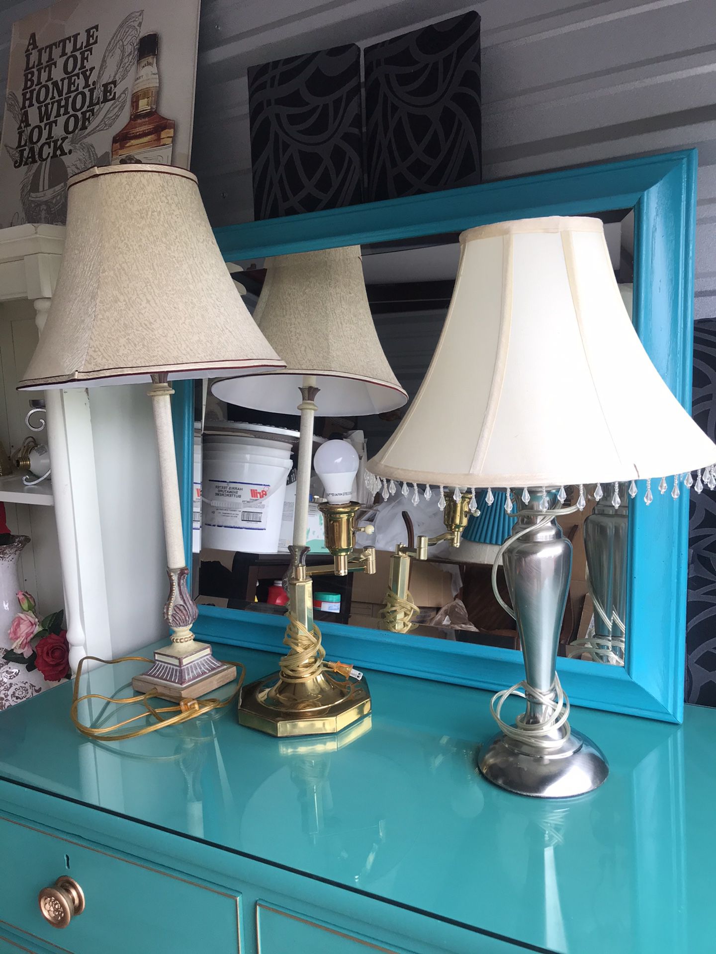 Various lamps and lampshades