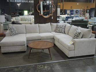 Main & Co Croft Oatmeal Chenille Reversible-Chaise Sectional
