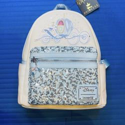 Loungefly Disney Cinderella Carriage Sequin Exclusive Mini Backpack - NWT  