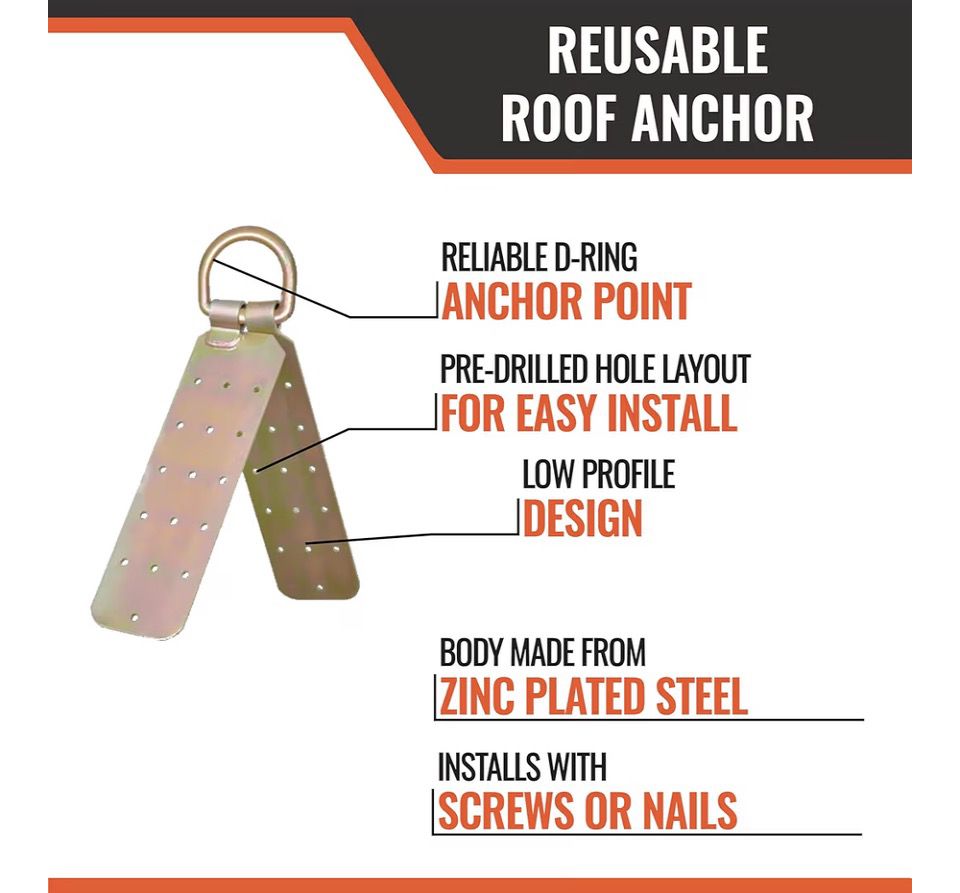 Reusable Roof Safety Anchor 21” OSHA ANSI Compliant Fall Protection