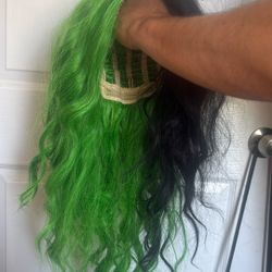 Medium Green And Black Wig 