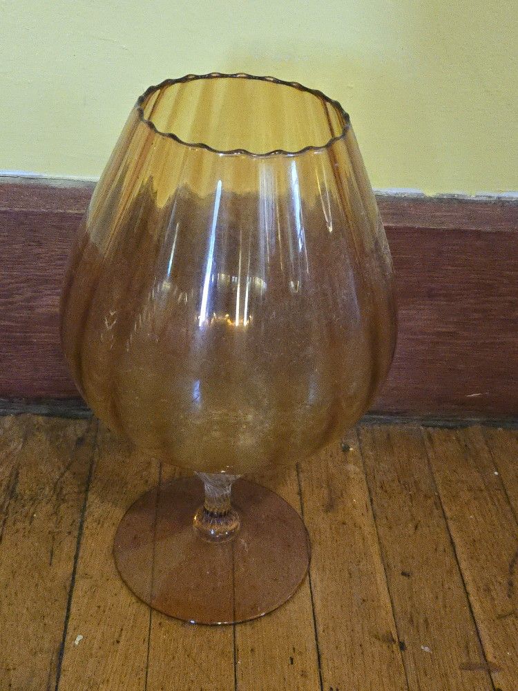 Vtg AMBER GLASS Brandy Snifter Vase